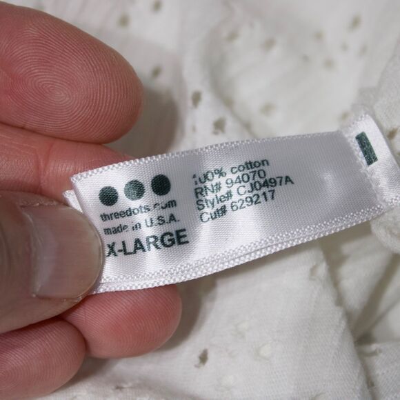 NWT Three Dots Anthropologie White Perforated Tank Ruffle Blouse Women Size XL - Picture 7 of 10